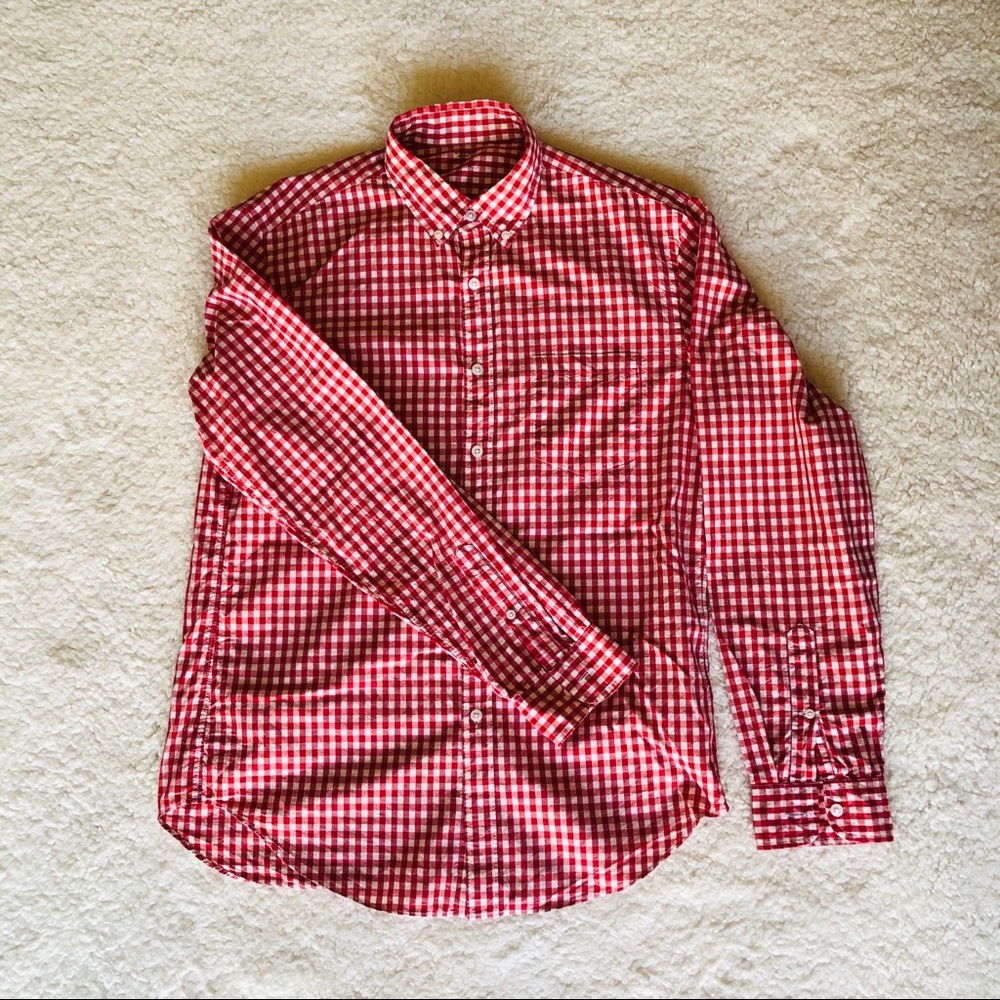 J.Crew Red Gingham Button Up Long Sleeve Shirt